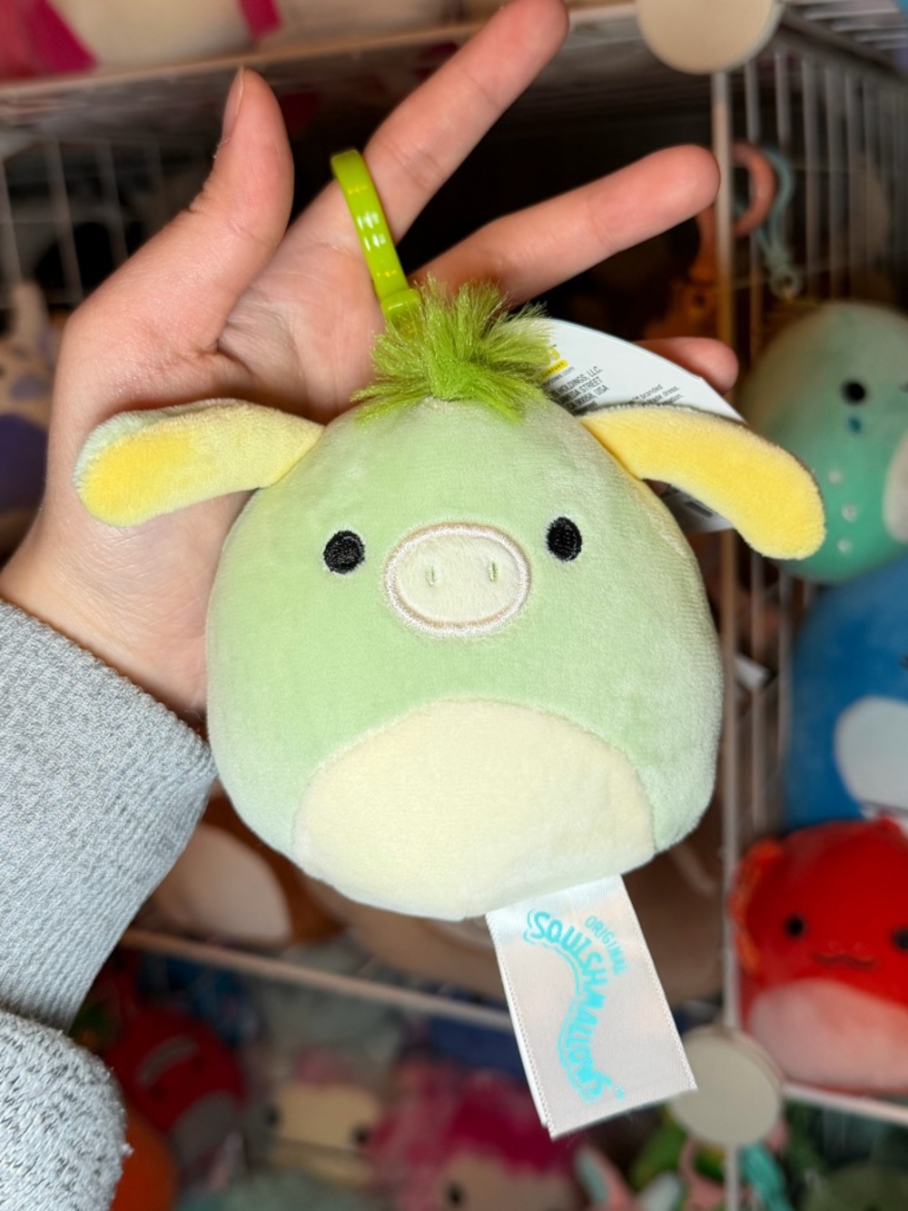 Squishmallows Squishmallow Juniper the Green Donkey 3.5" Stuffed Plush Clip